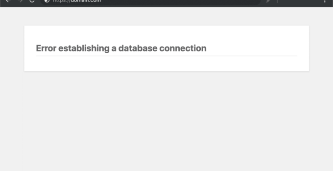 Error Establishing A Database Connection